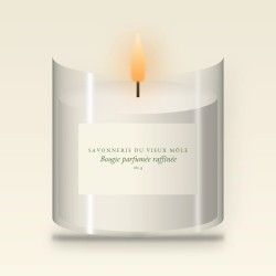 Bougie parfumée raffinée au gingembre – Savonnerie du Vieux Môle, pot en verre 180 g