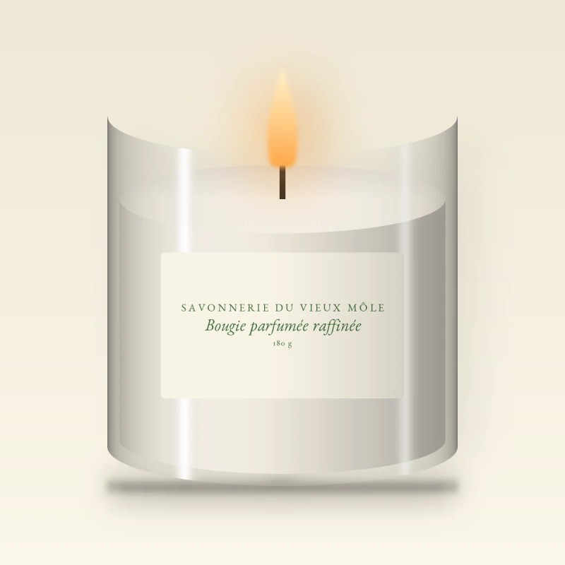 Bougie parfumée raffinée au gingembre – Savonnerie du Vieux Môle, pot en verre 180 g