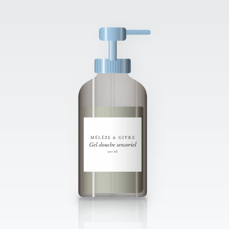Gel douche et bain sensoriel au calendula – Mélèze & Givre, flacon-pompe 500 ml