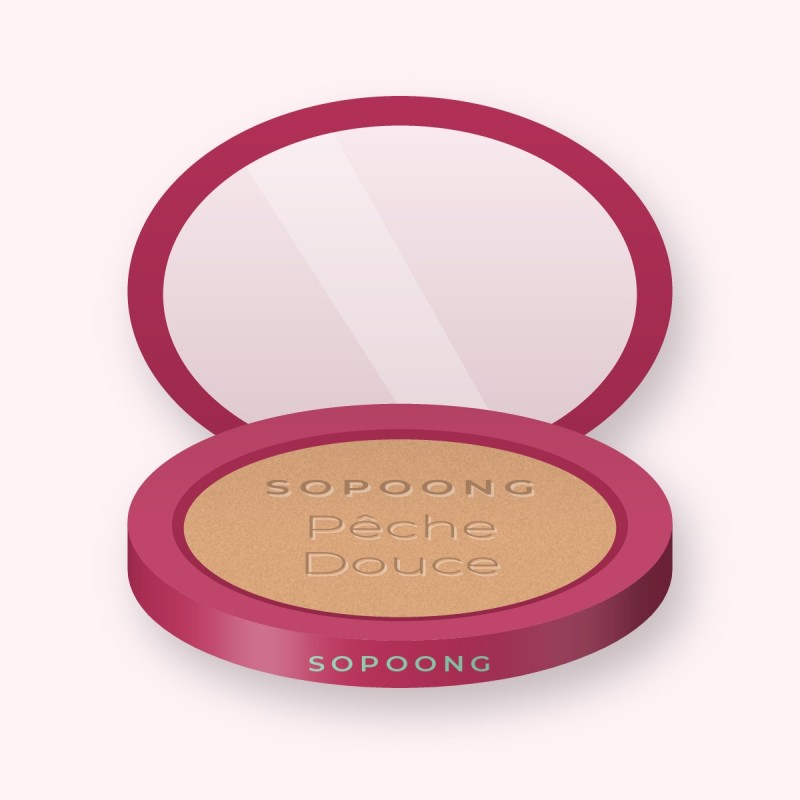 Terre de soleil longue durée Pêche Douce – Sopoong, boîtier 15 g, teinte 01 Hâle léger
