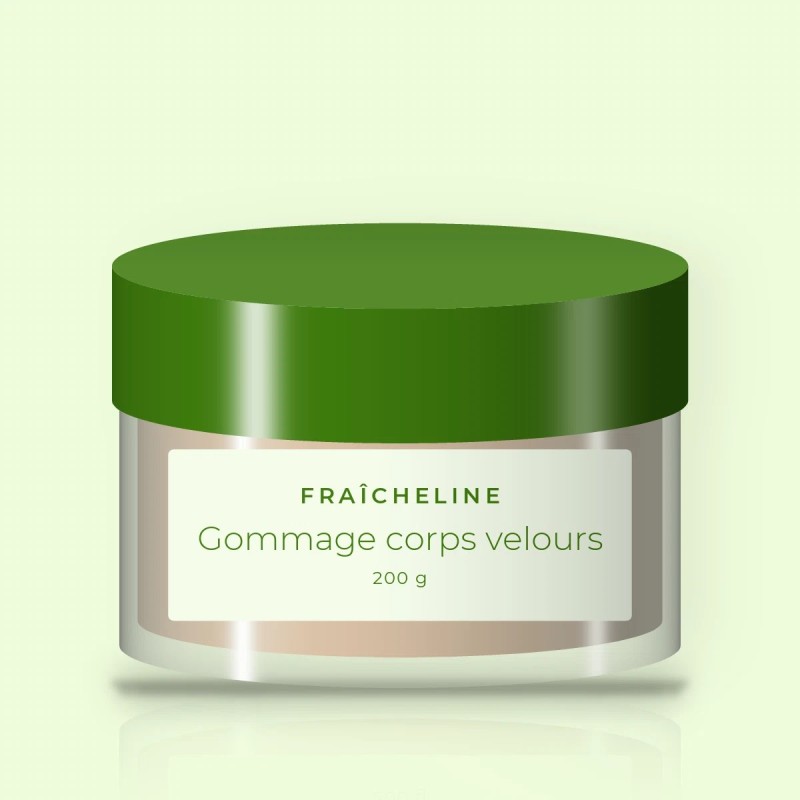 Gommage corps velours au sucre et à l'huile de coco – Fraîcheline, pot 200 g