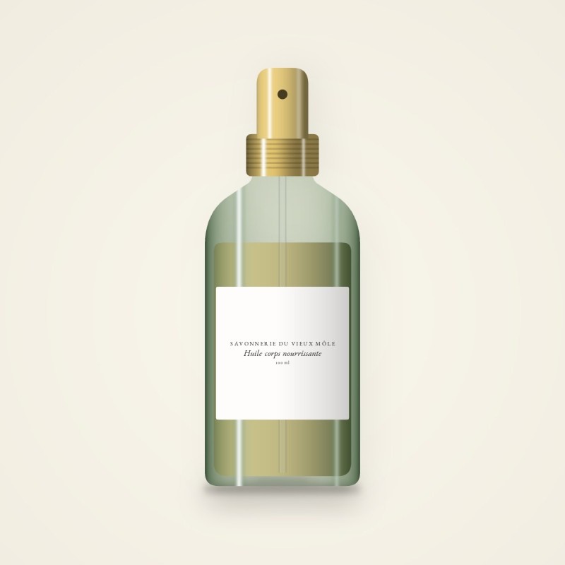Huile corps sèche nourrissante au carthame – Savonnerie du Vieux Môle, flacon spray 100 ml