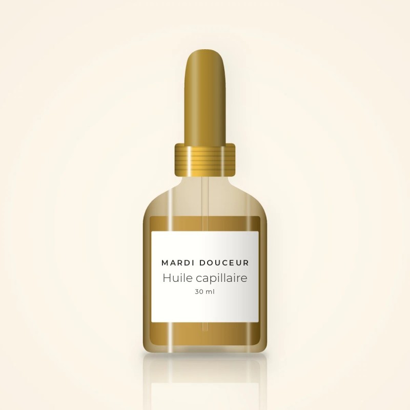Huile capillaire sublimatrice au marula – Mardi Douceur, flacon compte-gouttes 30 ml