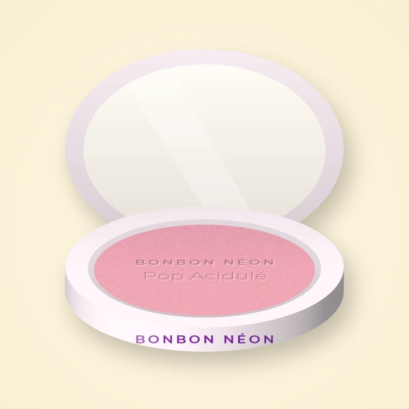 Blush sans effet plâtre Pop Acidulé – Bonbon Néon, boîtier 6 g, teinte 02 Rose tendre
