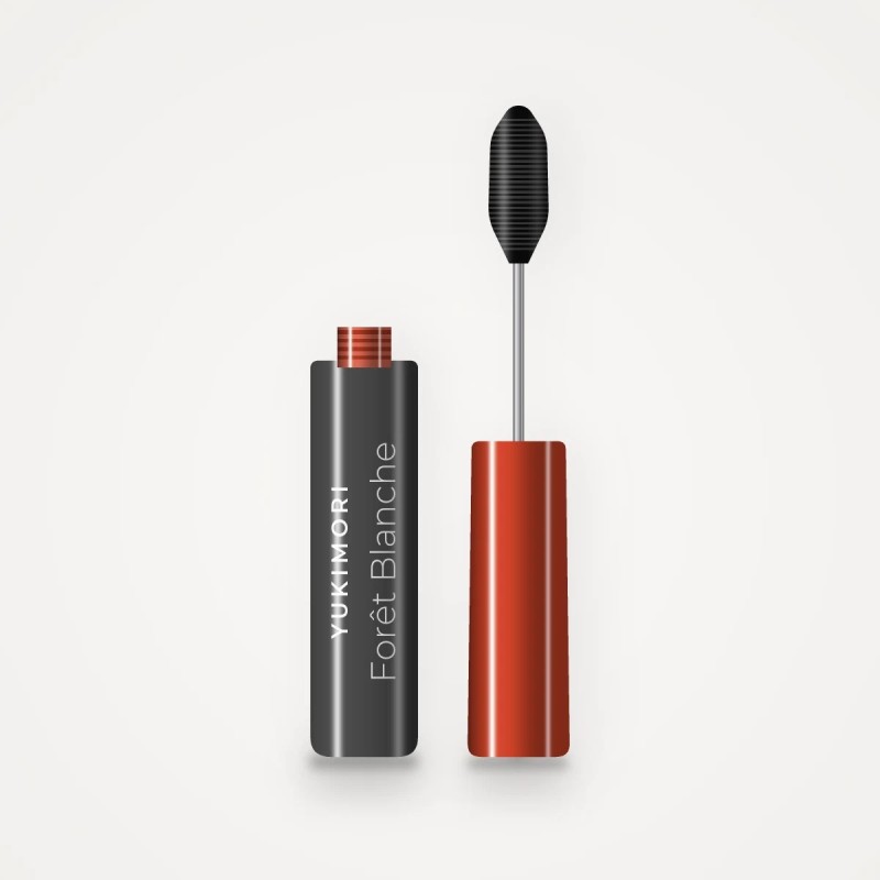 Mascara Forêt Blanche à l'huile de raisin – Yukimori, flacon et brosse 4 ml, teinte Noir intense