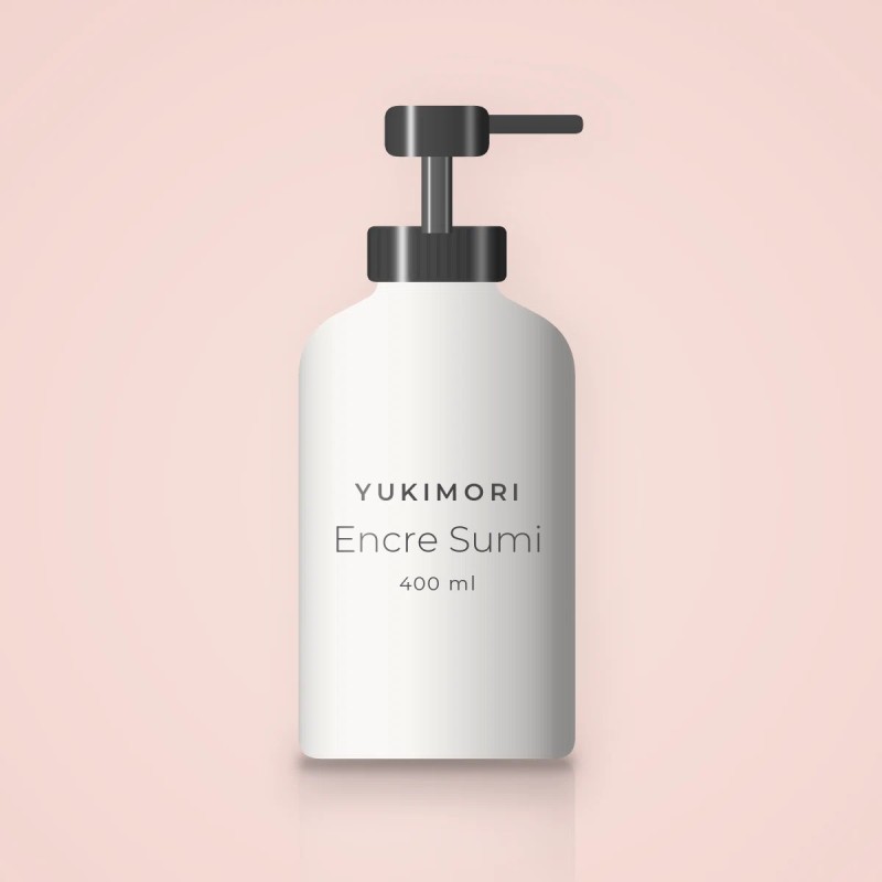 Encre Sumi nettoyant visage sans savon – Yukimori, flacon-pompe 400 ml