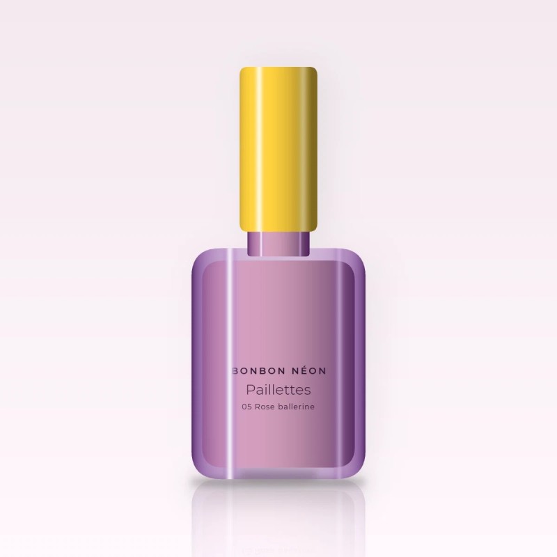 Vernis à ongles Paillettes à l'huile de jojoba – Bonbon Néon, flacon 12 ml, teinte 05 Rose ballerine