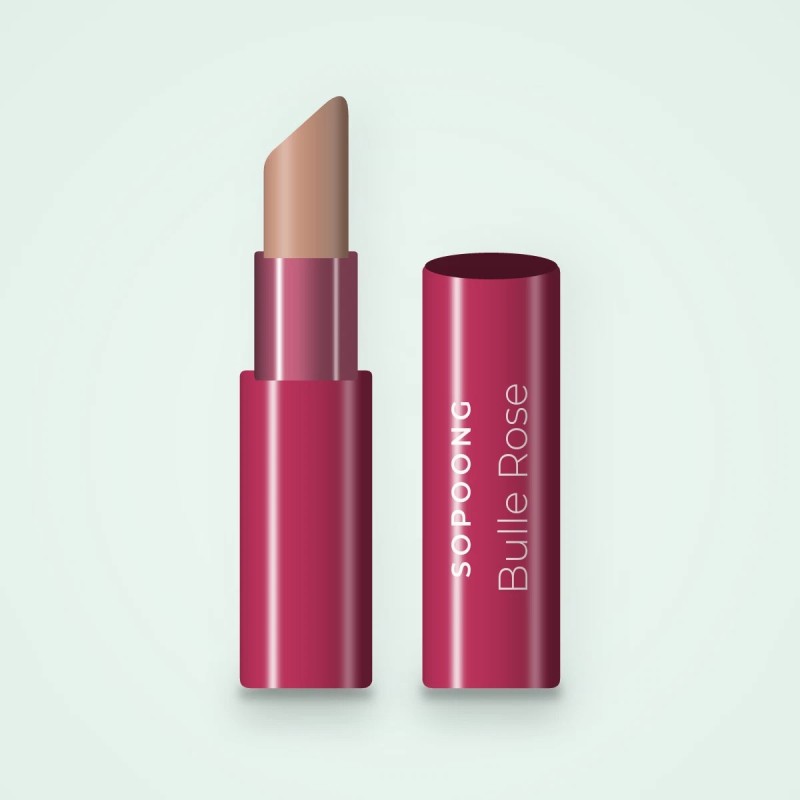 Rouge à lèvres Bulle Rose à l'huile de camélia – Sopoong, étui 3,8 g, teinte 01 Nude beige