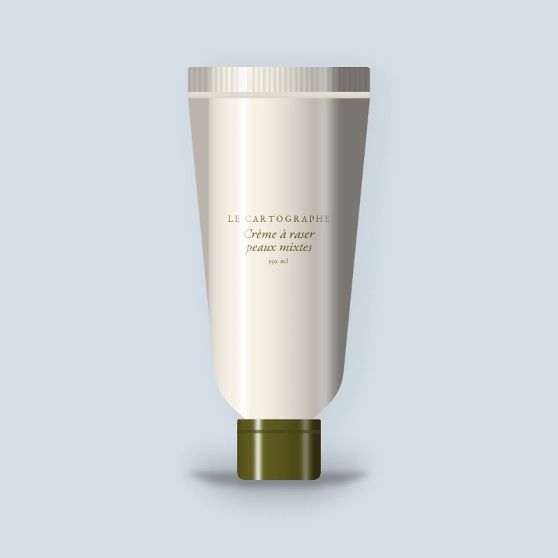 Crème à raser peaux mixtes à l'huile de noisette pour homme – Le Cartographe, tube 150 ml