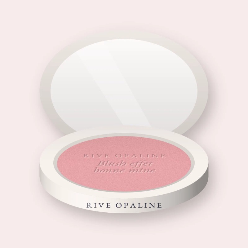 Blush effet bonne mine au squalane – Rive Opaline, boîtier 6 g, teinte 01 Rose poudré