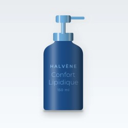 Confort Lipidique nettoyant visage démaquillant – Halvène, flacon-pompe 150 ml