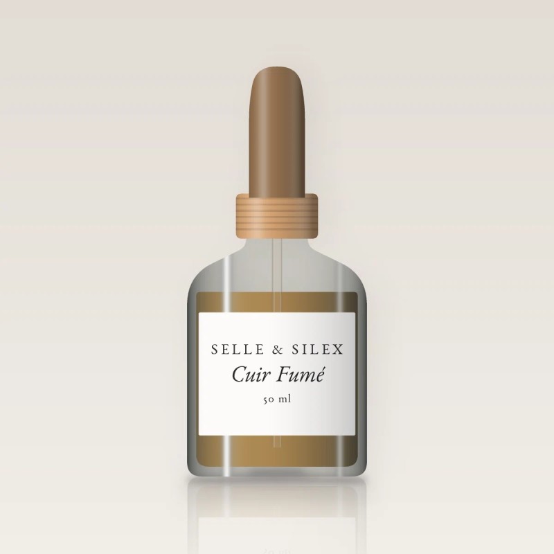 Huile à barbe authentique Cuir Fumé – Selle & Silex, flacon compte-gouttes 50 ml