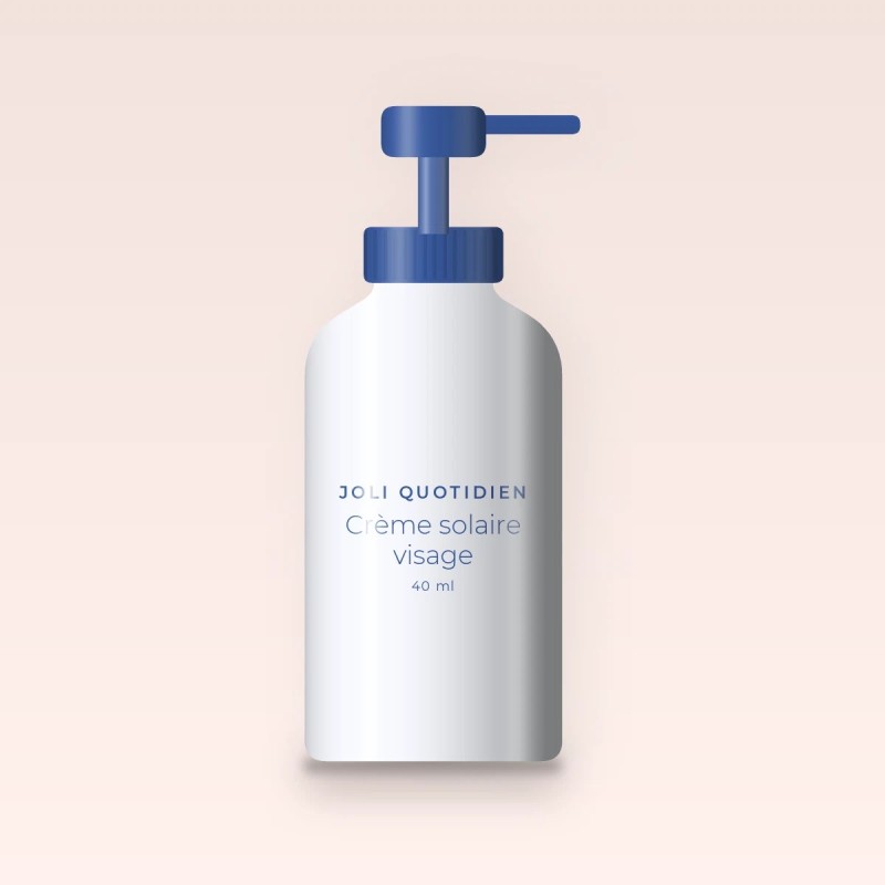Crème solaire visage sans traces au panthénol SPF 50+ – Joli Quotidien, flacon-pompe 40 ml