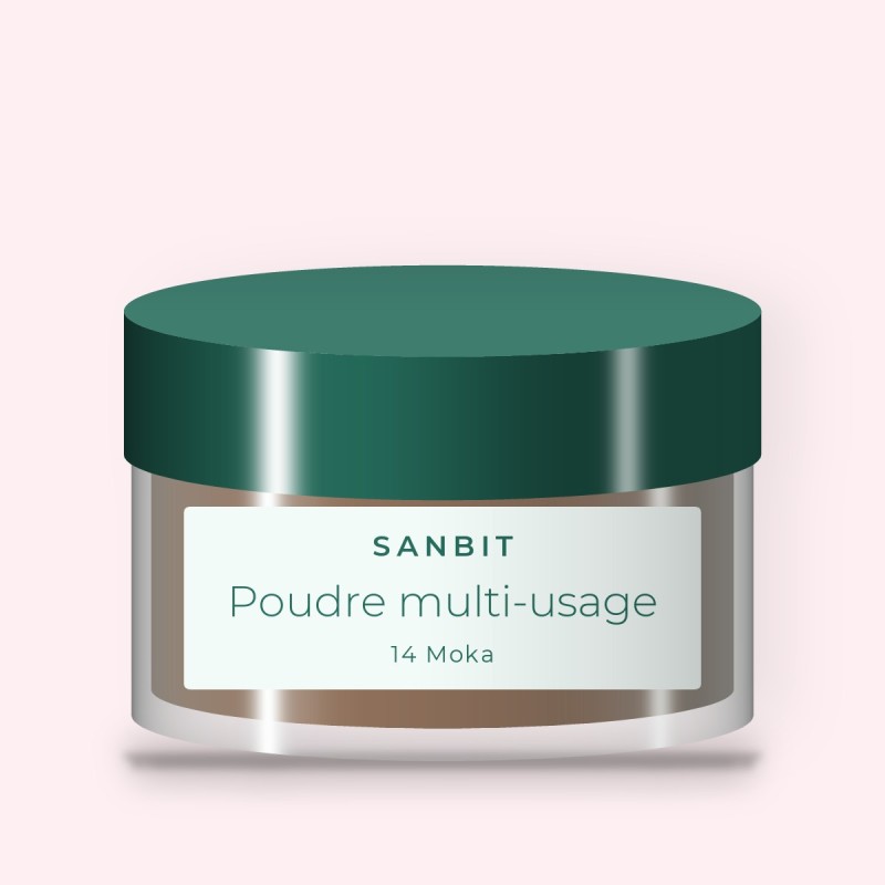 Poudre multi-usage à l'extrait de rose – Sanbit, pot 9 g, teinte 14 Moka
