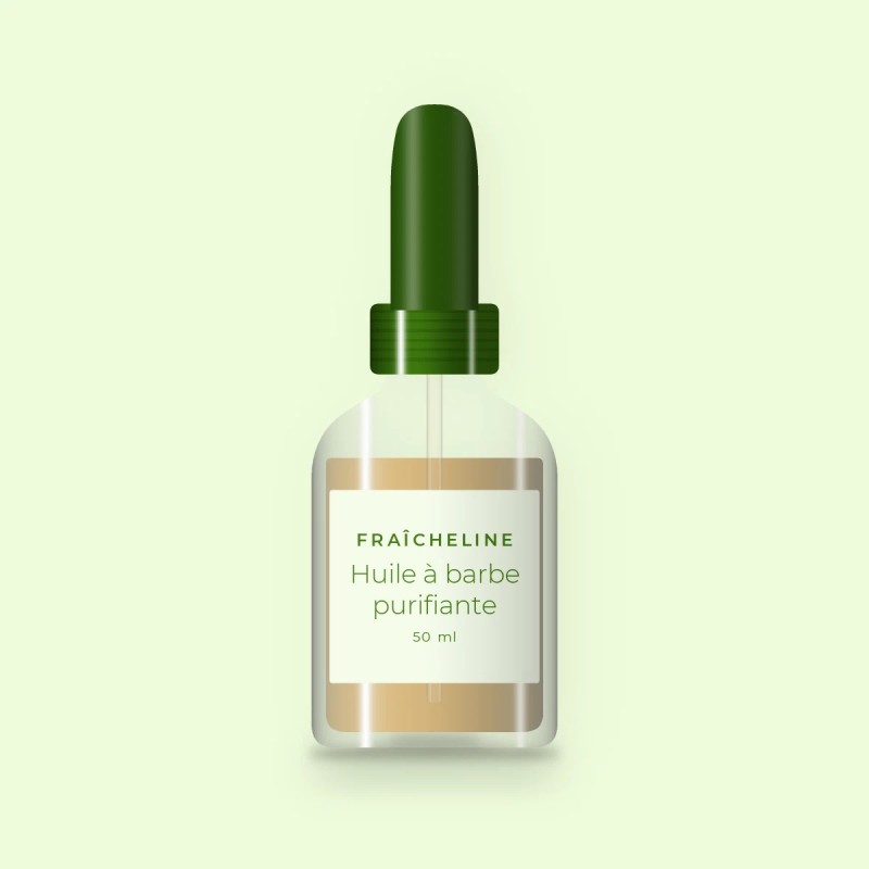 Huile à barbe purifiante au brocoli – Fraîcheline, flacon compte-gouttes 50 ml