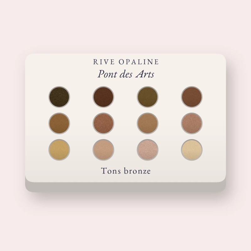 Palette yeux infroissable Pont des Arts – Rive Opaline, 4 × 1,2 g, teinte Tons bronze