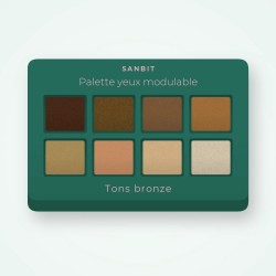 Palette yeux modulable à l'huile de noisette – Sanbit, 12 × 1 g, teinte Tons bronze
