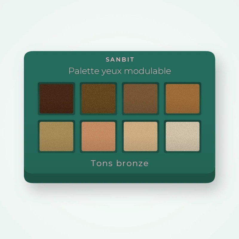 Palette yeux modulable à l'huile de noisette – Sanbit, 12 × 1 g, teinte Tons bronze