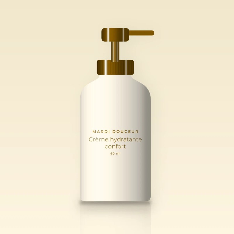 Crème hydratante confort à l'eau de bleuet – Mardi Douceur, flacon-pompe 40 ml