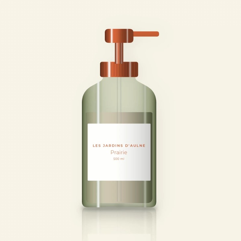 Shampooing Prairie aux protéines de blé – Les Jardins d'Aulne, flacon-pompe 500 ml