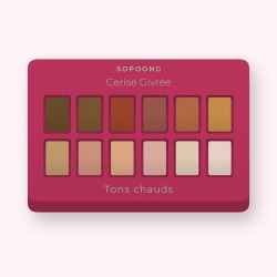 Palette yeux Cerise Givrée multi-usage – Sopoong, 12 × 1 g, teinte Tons chauds