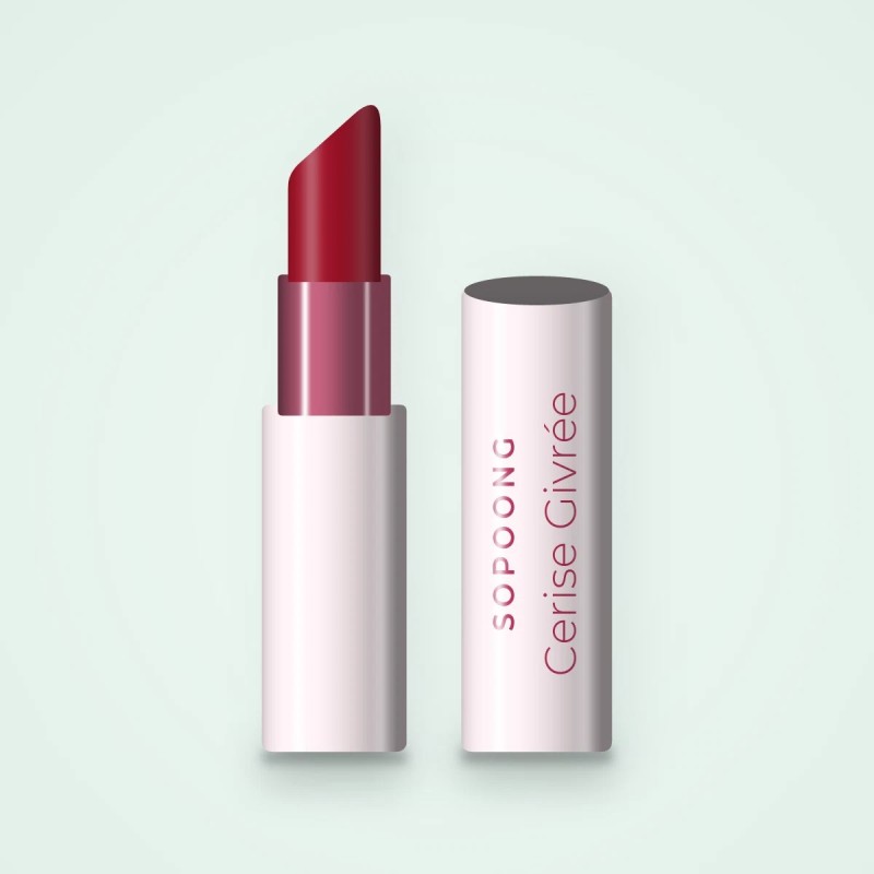 Rouge à lèvres Cerise Givrée à l'huile de coco – Sopoong, étui 3,8 g, teinte 15 Rouge carmin