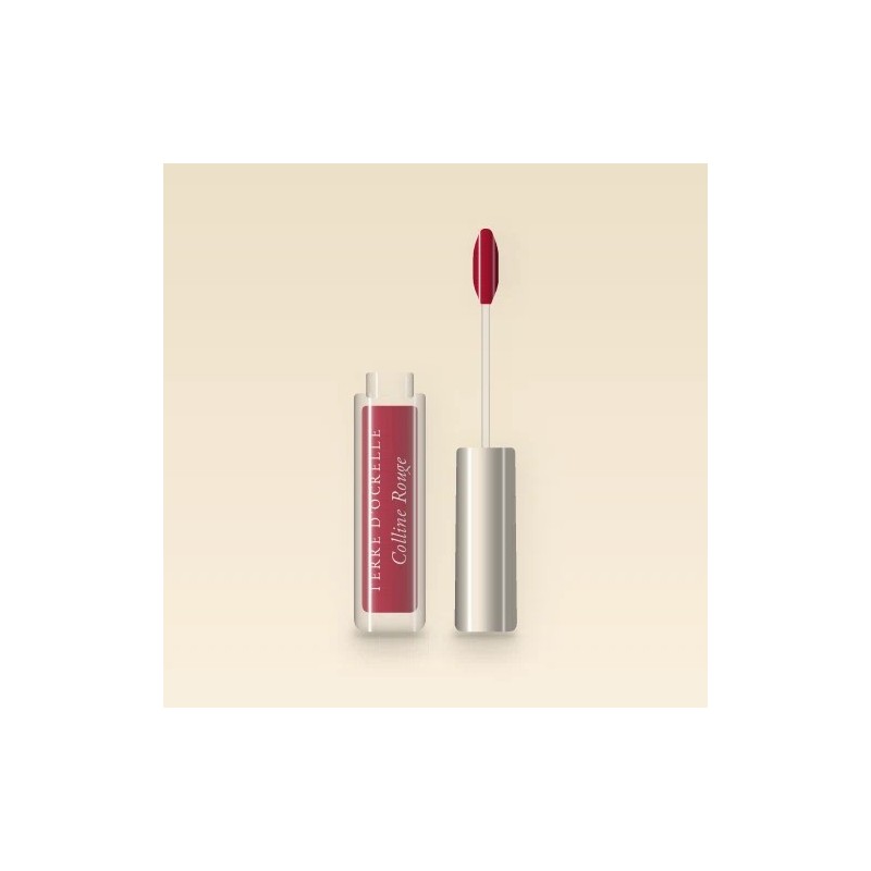 Gloss Colline Rouge effet volume – Terre d'Ocrelle, flacon applicateur 4 ml, teinte 08 Rouge rubis