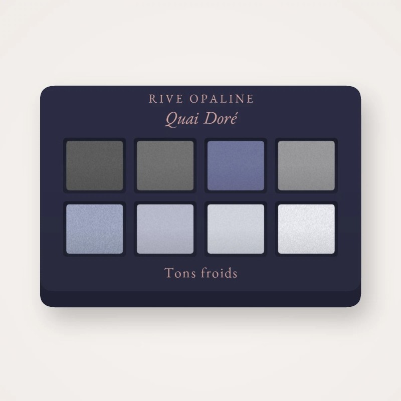 Palette yeux Quai Doré au squalane – Rive Opaline, 9 × 1 g, teinte Tons froids