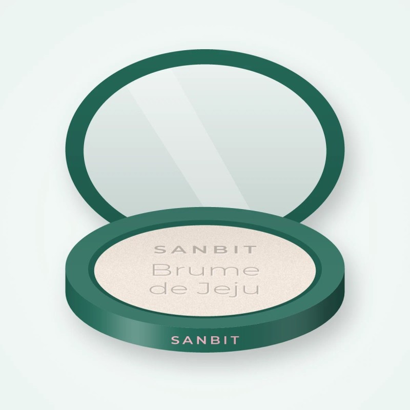Poudre Brume de Jeju longue tenue – Sanbit, boîtier 20 g, teinte 01 Translucide