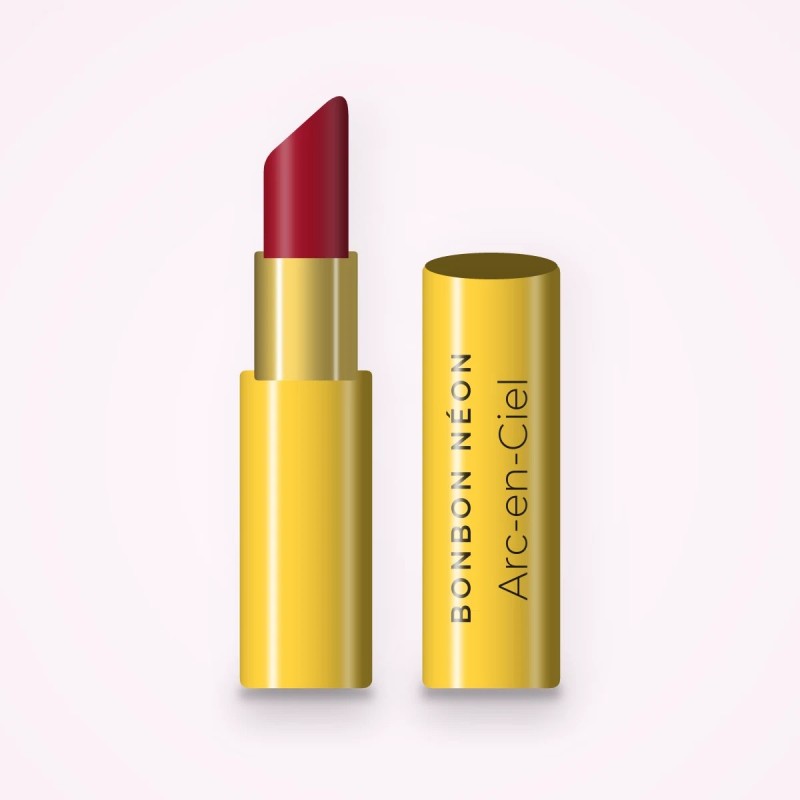 Rouge à lèvres Arc-en-Ciel à l'huile de grenade – Bonbon Néon, étui 3,8 g, teinte 15 Rouge carmin