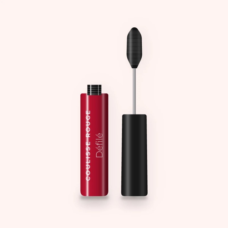 Mascara longueur Défilé – Coulisse Rouge, flacon et brosse 10 ml, teinte Noir