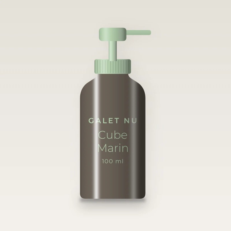 Gel douche Cube Marin à l'huile d'olive – Galet Nu, flacon-pompe 100 ml