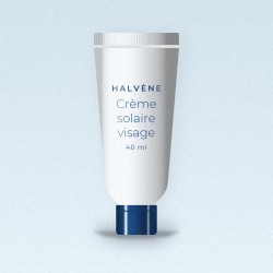 Crème solaire visage lissante au squalane SPF 50 – Halvène, tube 40 ml