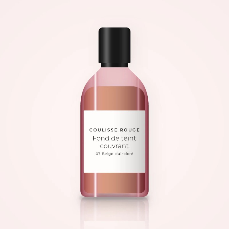 Fond de teint couvrant à la poudre de perle – Coulisse Rouge, flacon 30 ml, teinte 07 Beige clair doré