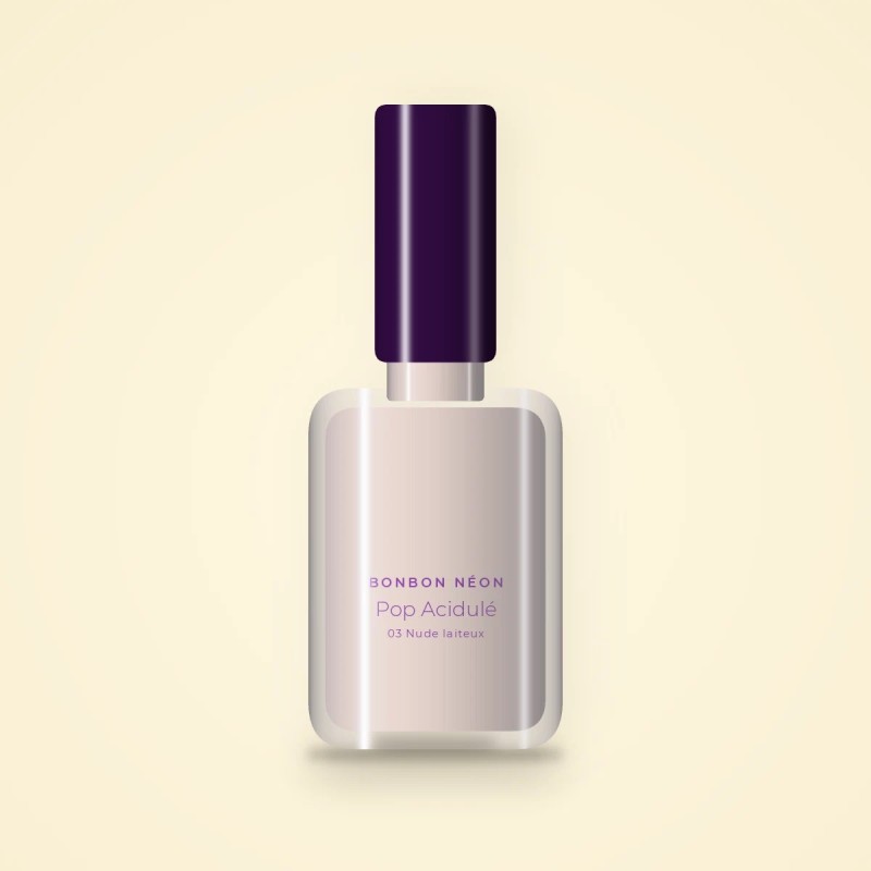 Vernis à ongles Pop Acidulé séchage rapide – Bonbon Néon, flacon 5 ml, teinte 03 Nude laiteux