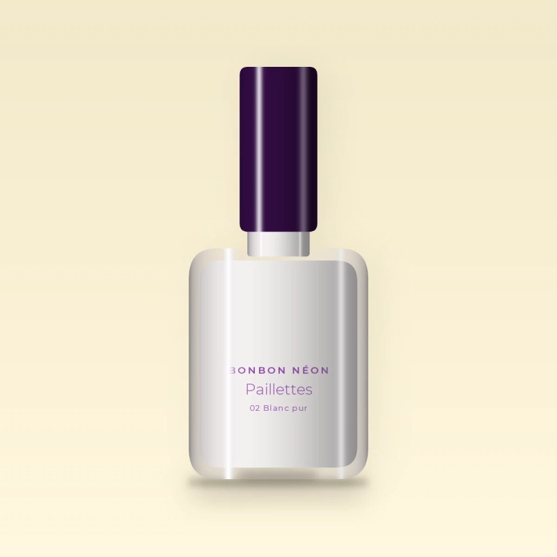 Vernis à ongles nourrissant Paillettes – Bonbon Néon, flacon 12 ml, teinte 02 Blanc pur