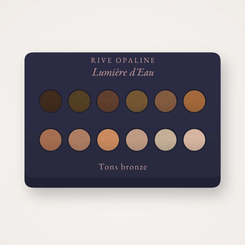 Palette yeux Lumière d'Eau tout-en-un – Rive Opaline, 4 × 1,2 g, teinte Tons bronze