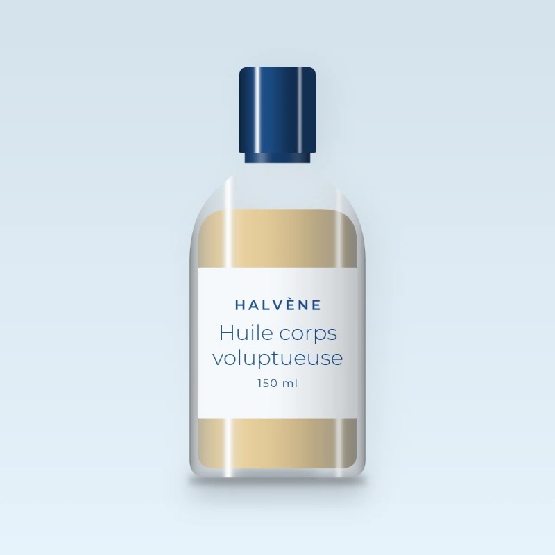 Huile corps sèche voluptueuse au carthame – Halvène, flacon 150 ml