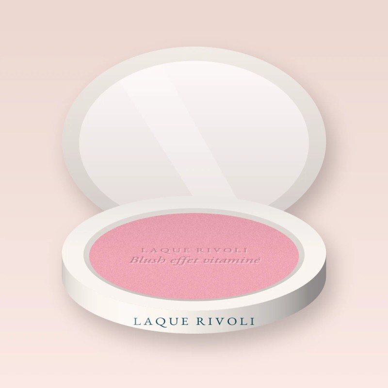 Blush effet vitaminé à l'huile de rose musquée – Laque Rivoli, boîtier 6 g, teinte 02 Rose tendre