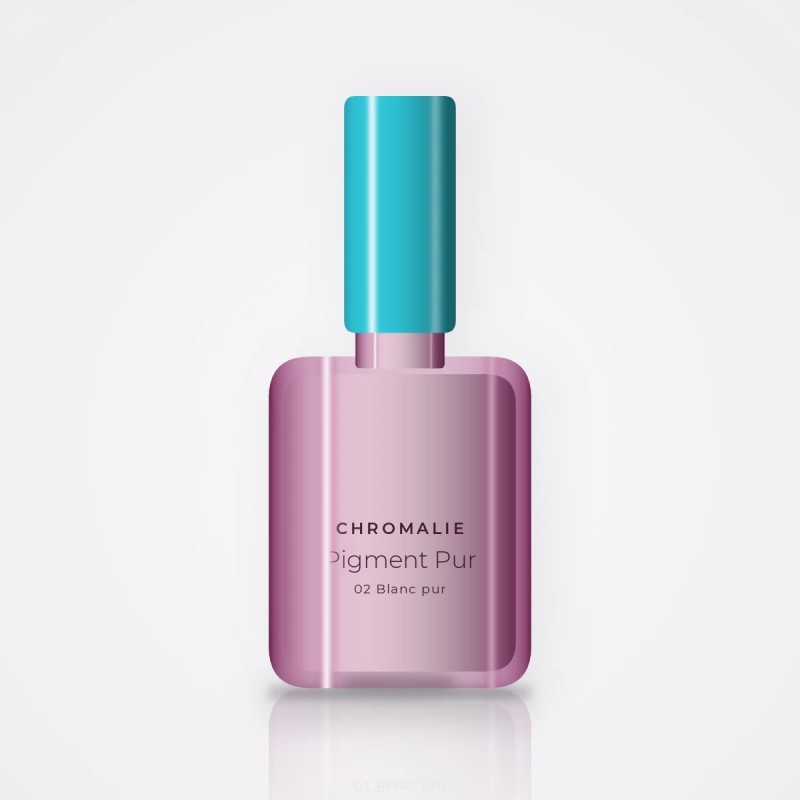 Vernis à ongles effet bombé Pigment Pur – Chromalie, flacon 10 ml, teinte 02 Blanc pur