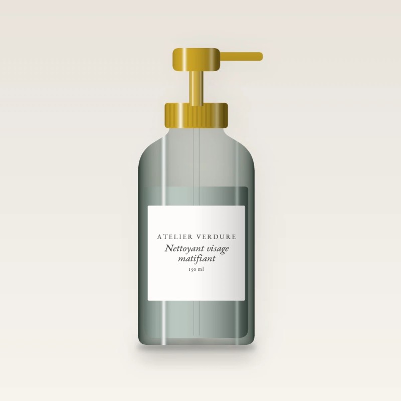 Nettoyant visage matifiant à l'huile de tournesol – Atelier Verdure, flacon-pompe 150 ml