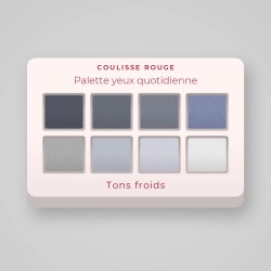 Palette yeux quotidienne au beurre de karité – Coulisse Rouge, 12 × 1 g, teinte Tons froids