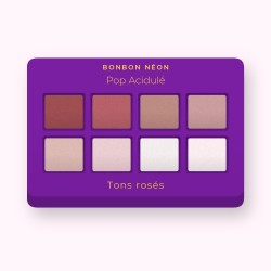 Palette yeux Pop Acidulé haute pigmentation – Bonbon Néon, 12 × 1 g, teinte Tons rosés