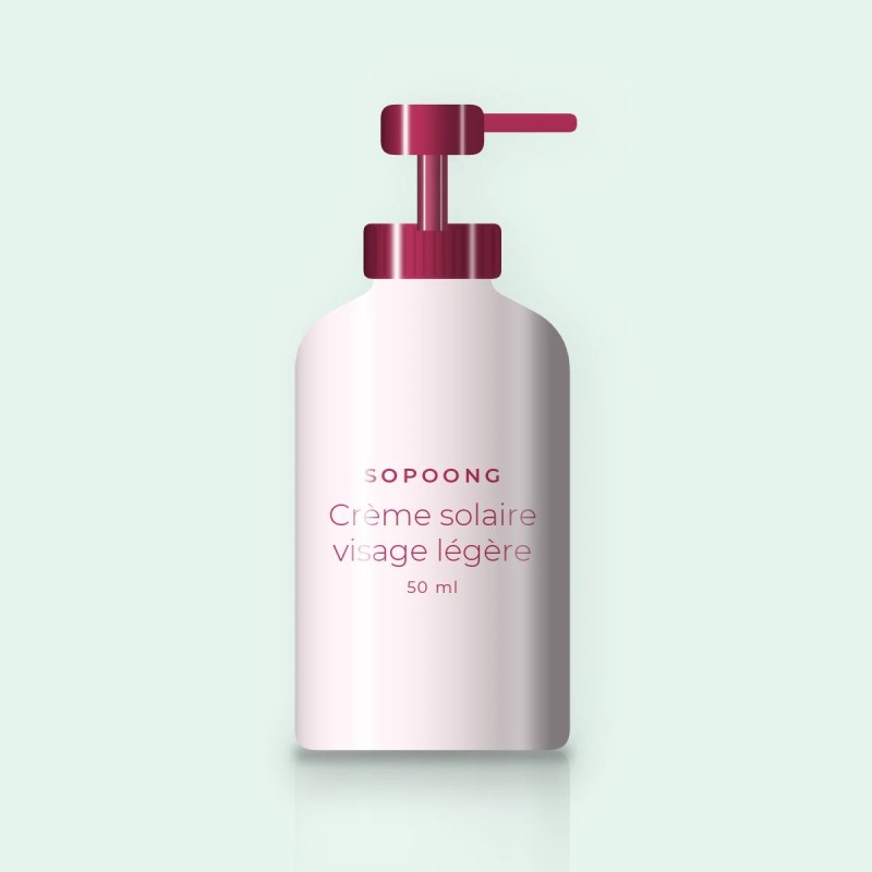 Crème solaire visage légère à la vitamine E SPF 30 – Sopoong, flacon-pompe 50 ml