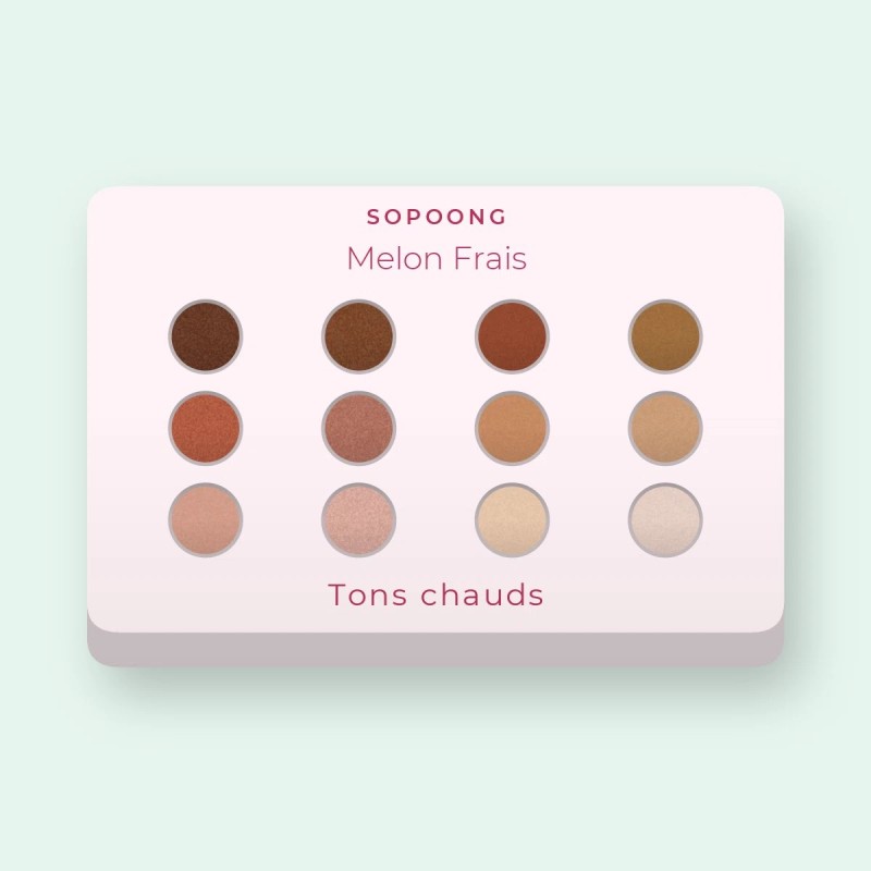 Palette yeux Melon Frais à l'huile de tournesol – Sopoong, 12 × 1 g, teinte Tons chauds