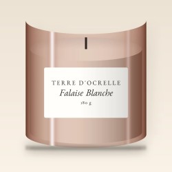 Bougie parfumée Falaise Blanche au gingembre – Terre d'Ocrelle, pot en verre 180 g