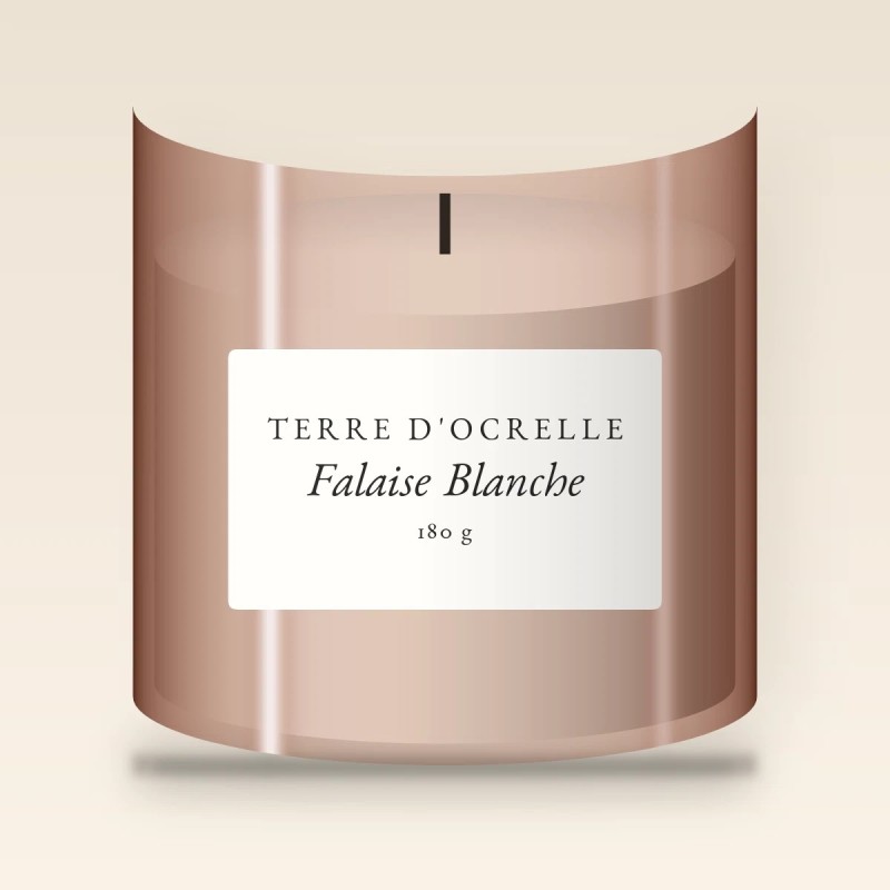 Bougie parfumée Falaise Blanche au gingembre – Terre d'Ocrelle, pot en verre 180 g
