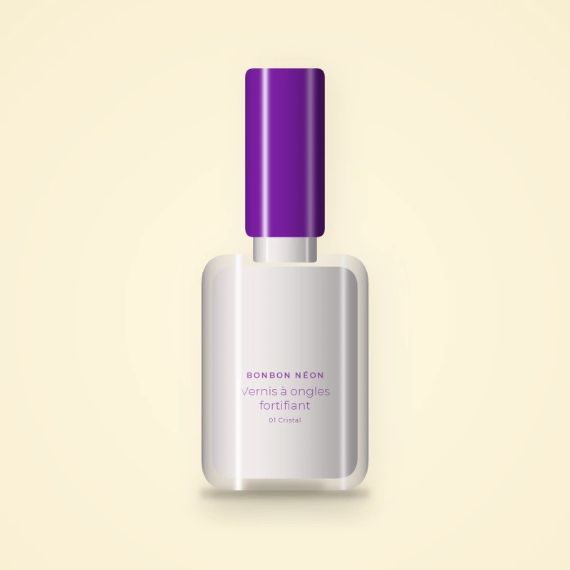 Vernis à ongles fortifiant à l'huile d'abricot – Bonbon Néon, flacon 10 ml, teinte 01 Cristal
