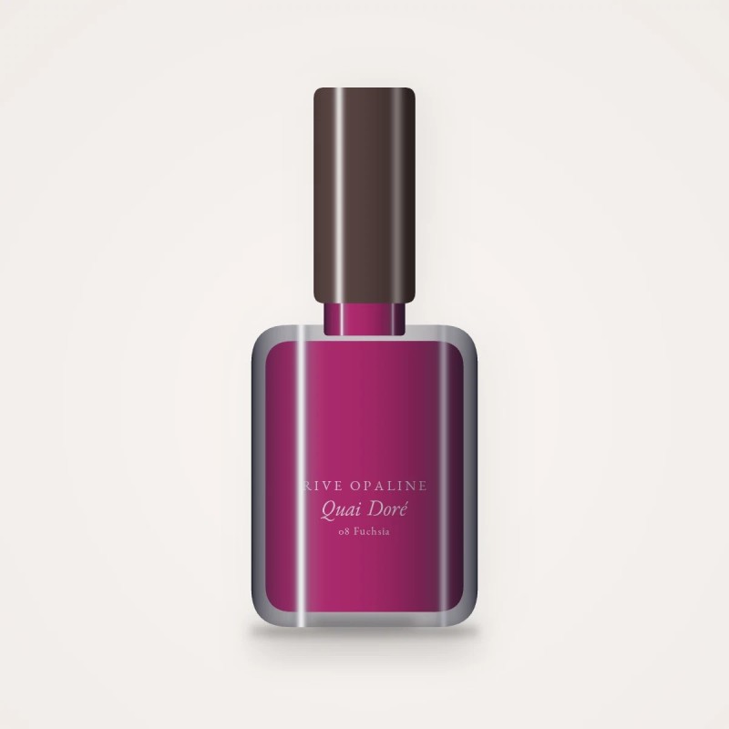 Vernis à ongles Quai Doré à l'huile d'abricot – Rive Opaline, flacon 12 ml, teinte 08 Fuchsia