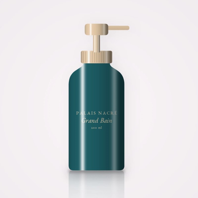Nettoyant visage Grand Bain à l'eau de rose – Palais Nacré, flacon-pompe 200 ml
